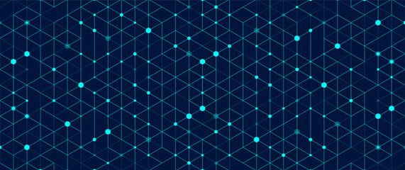 Wall Mural - abstract digital blockchain cube blocks concept. 3d big data cubes quantum computer technology idea.