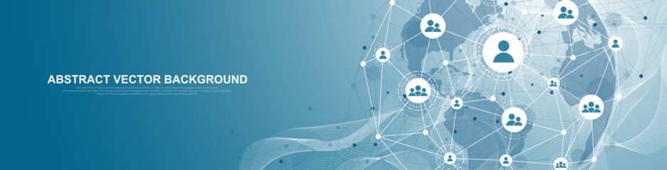 Wall Mural - global network connection concept. big data visualization. social network communication in the globa