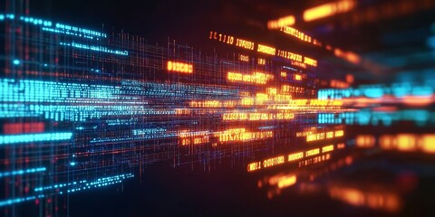 Wall Mural - dynamic data convergence and algorithmic code stream in complex networks for business innovation