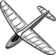 © smth.design - Hand drawn glider illustration detailed black and white sketch of soaring unpowered aircraft, aviation concept