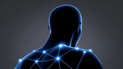 Silhouette of a person with a digital network connection.