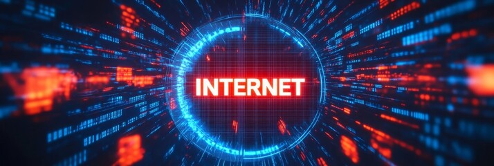 Wall Mural - futuristic network matrix displaying cyber connection power with internet speed measurement analysis