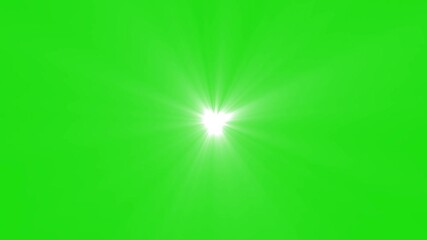 Wall Mural - glowing star light with twinkle center and sparkling rays motion graphic on green screen. solar sun 