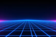 © MSTHUMAYRAAKTER - Retro Futuristic Grid: Neon Blue and Pink Synthwave Background, Digital Art, 80s Style