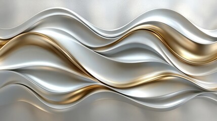 Wall Mural - abstract wavy background delicate metallic waves with gentle tones and fluid geometric forms