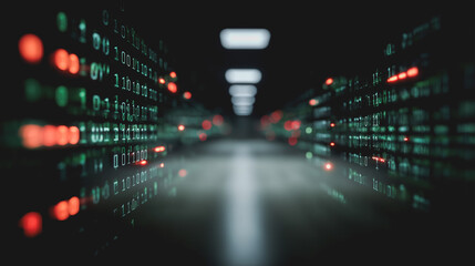 Wall Mural - data highway: a captivating digital landscape unfolds, lines of code illuminate in vibrant green and