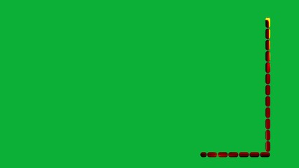 Wall Mural - Golden 3D dotted rectangle shape shining and animation on green screen background for creative motion or video editing project