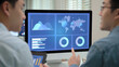 © ChayTee - Asia people expert man tech talent team working on project predict sales insight SEO graph chart AI plan visual big data science report center BI smart tools screen. Office worker asian analyst job.