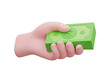 © Amir - 3D Render of a Hand Holding Cash  Illustrative Concept of Finance and Transactions