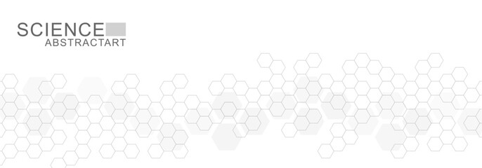 Wall Mural - health care abstract background with lines, dots and hexagons. medical innovation banner template co