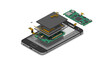 © Ophelia - Exploded smartphone technology vector illustration for electronic design and engineering concepts