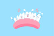 © paladjai - Cute friendly teeth gang on gums illustration cartoon vector design. Dental care concept.