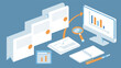 © Seth - Isometric illustration of data analysis with computer files and office supplies shown