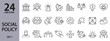 © Alex - Set of Social Policy line icons with Government, Justice, Community, Equality, Benefit, Support, Strategy and others. Editable stroke