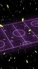 Wall Mural - animation of neon sports field over spots of light