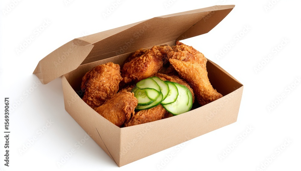 fried chicken in a box. a box of chicken with cucums and cucums. a box ...