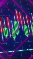 Wall Mural - a financial graph being animated over a navy background