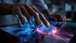 © sirisakboakaew - Interactive digital interface technology lab futuristic content high-tech environment close-up viewpoint innovation concept