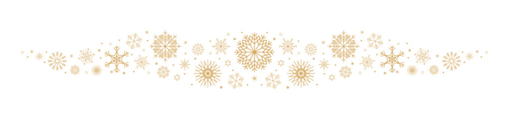 Canvas Print - sparkles stars, snowflakes border. christmas banner. gold snowflakes wave dot particles isolated on 