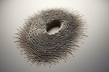 Canvas Print - fingerprint design creating concentric ripples expanding outward from center hole, suggesting concep