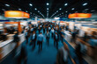 © MehediHasan - Blurred View of Convention Hall with Crowds of People and Orange Signs