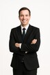 © Kharis - Confident Smiling Businessman in Formal Suit with Arms Crossed on White Background