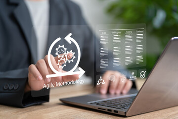 agile methodology software development management concept, businessman learn of various management p