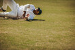 © Jacob Lund - Cricket player fielding during a match on a sunny day