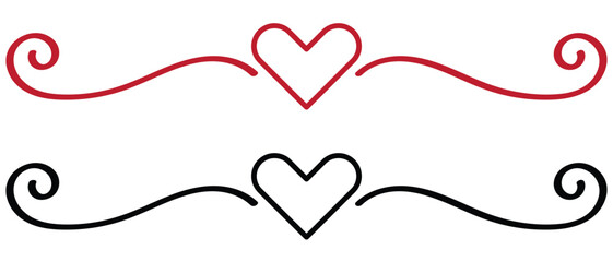 Wall Mural - heart border | cute heart decorative element | vector valentine design | continuous line art heart b