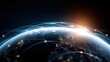 © watcharee - A digital representation of Earth at night showing illuminated global connections and data networks highlighting worldwide communication and technology.