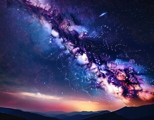 Wall Mural - a vibrant night sky featuring galaxies and nebulae the essence of astronomy