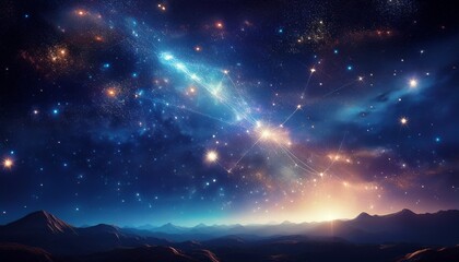 Wall Mural - night sky filled with stars forming a brilliant constellation sparkling and bright galactic shine