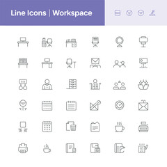  Set of Themed Thin Line Icons for Design and Creative Projects