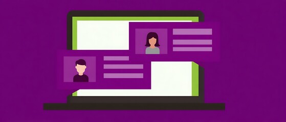 A digital display showing user profiles.
