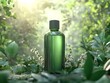 © beyond - Green bottle with nature backdrop.