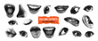 © Roman - Halftone set of lips, mouth, nose and ear. Monochrome halftone human face elements with different emotions. Collection of element for collage cut out from magazine or newspaper. Vector.