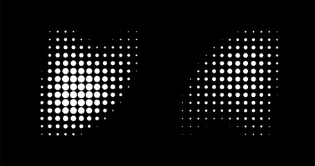 Wall Mural - white halftone vector dots curved gradient pattern background. curve dotted spots using halftone cir