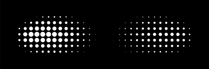 Wall Mural - white halftone radial circle dots frame horizontal background. black circular border using halftone 
