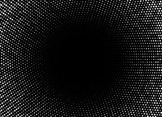 Wall Mural - white halftone radial circle dots frame horizontal background. black circular border using halftone 