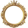 © Ihor - A luxurious, ornate round gold frame, baroque-style floral and leaf motifs. Regal and vintage appearance. Perfect for classic art, antique design elements, or decorative projects. SVG