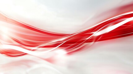 Wall Mural - abstract flowing red and white ribbons with bright light effects