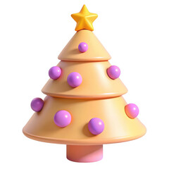 Wall Mural - 3d stylized christmas tree with ornaments isolated on transparent background