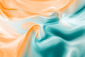 Wall Mural - abstract flowing waves of orange and teal with soft light and smooth textures
