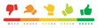 © UniquePackages - Set of Excellent feedback rating. Excellent, good, average, poor, thumb. Rating thumb icon set. Customer satisfaction level meter.