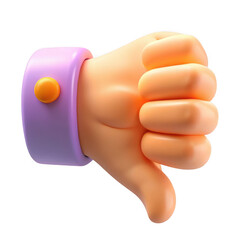 Wall Mural - 3d thumbs down emoji with purple cuff isolated on transparent background