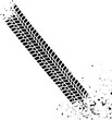 © Vectory Icons - Black tire track impression with scattered debris white