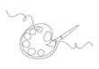 © SHANTA - Continuous one line art vector painting brush and color palette wood for world art day illustration