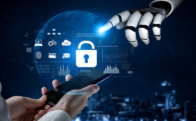 Wall Mural - ai-powered lock system showing advanced cybersecurity, identity verification, and data protection an