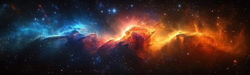 Wall Mural - Colorful galaxy with stars and a nebula banner