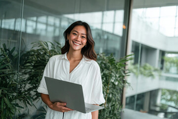 tech innovator using laptop amid global connectivity – software engineering concept